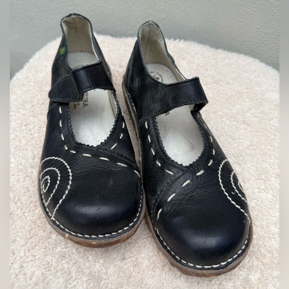 El Naturalista Women's Yggdrasil Mary Jane Mules Leather Black, Size 8 1/2 EU 39